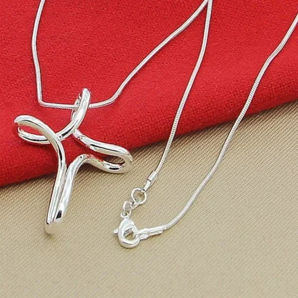 925 Sterling Silver Cross Chain Necklace Wedding Engagement Gift Women - Picture 3 of 6